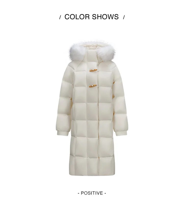 Down Jacket Women Long Length Three-Proof Windproof Loose Winter New Warm Fur Collar Hooded Coat Down Jacket