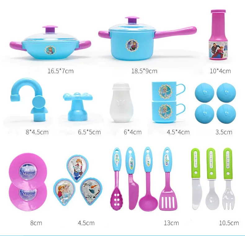 [Disney] Lights and sound Frozen Simulated kitchen set play kitchen food play house set kids cooking toys for girl birthday gift 3