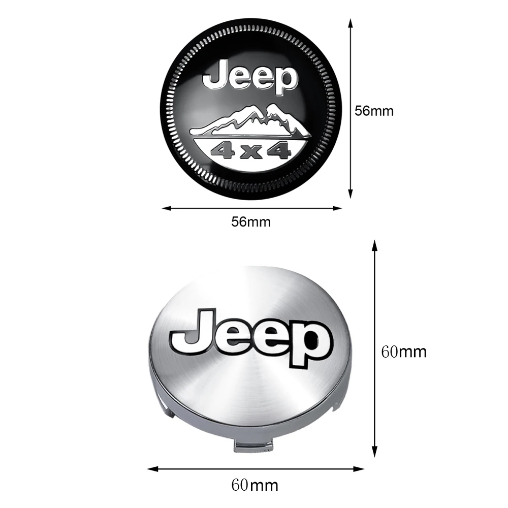56/60MM Car Wheel Center Hub Caps Badge Tire Rim Covers For Jeep Grand Cherokee Compass Renegade Wrangler Liberty Commander