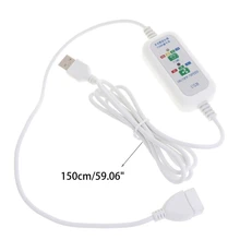  Universal 1.5m USB Power Cable with Adjustable 3 Speed 1-8 Hour Timing Function 