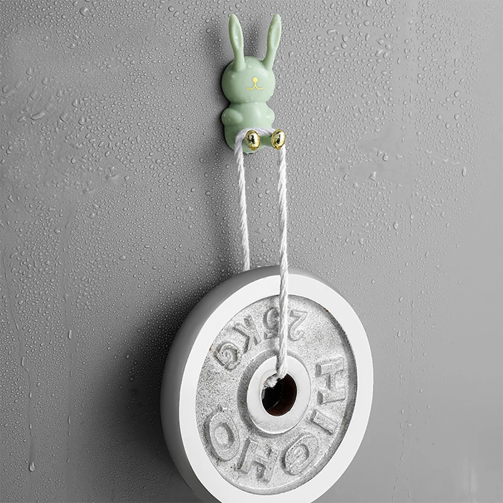 Toothbrush Holder Cartoon Rabbit shaped Wall Mounted Traceless Hook Multifunctional Storage Bathroom Kitchen 1pcs