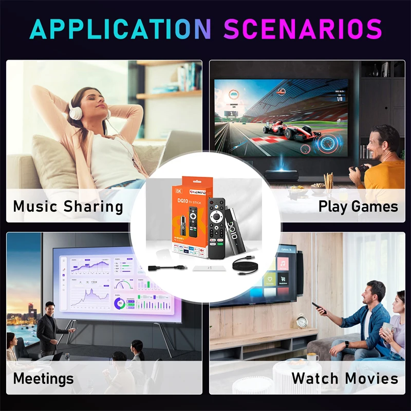 LEMFO ATV 미니 TV 스틱, 안드로이드 13 Allwinner H618 쿼드 코어 Cortex A53 지지대 8K 비디오, 4K Wifi6 음성 원격 스마트 TV 박스, DQ10