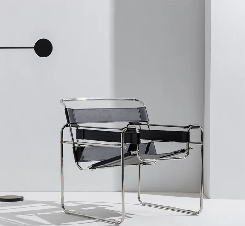 Description Picture 4 of itemJOYLIVE Lazy Sofa Vasily Ins Nordic Saddle Leather One Table Stainless Steel Leisure Single Davenport Chair Light Luxury 2023