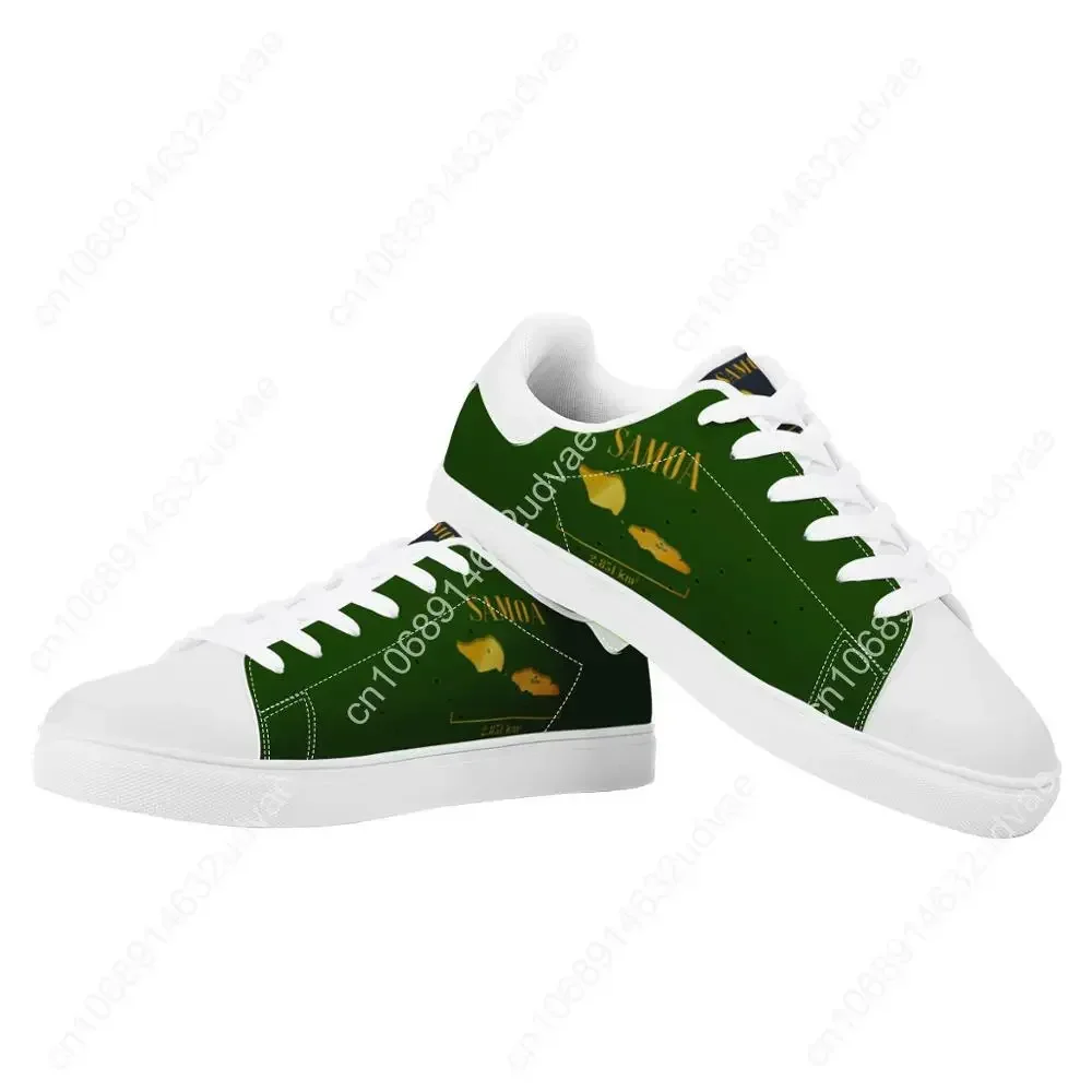 Green Flat Sneaker America Polynesian Tribal Golden Samoa Map Print Custom Man Comfort Walking Sport Shoes Women Running Shoes