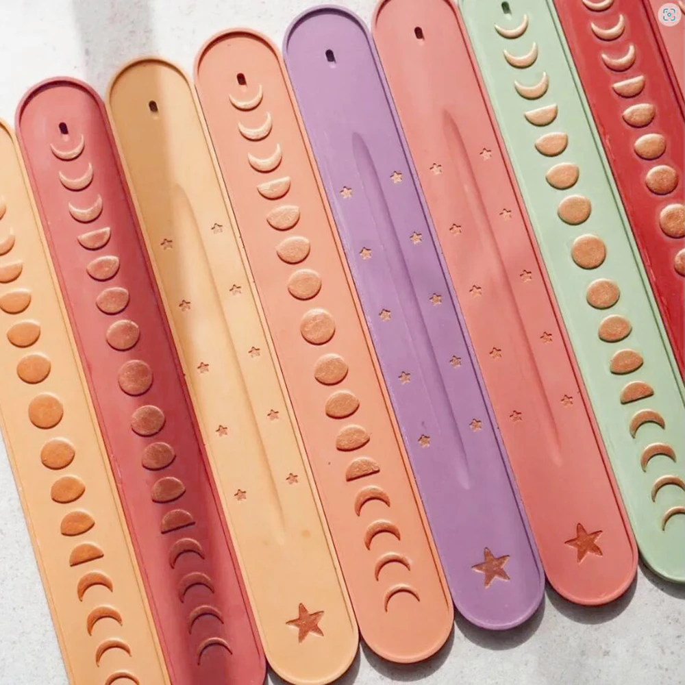 Moon Star Incense Holders Silicone Mold Burners Sticks Tray Resin Epoxy Mould Homemade Plaster Cement Concrete Molds Supplies