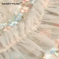 MARYYYIMEI-فستان نسائي شبكي ، مطرز بالزهور ، فطريات شجرة صالحة للأكل ، فساتين ماكسي أنيقة للحفلات ، ربيع ، موضة الصيف ، الكشكشة 1