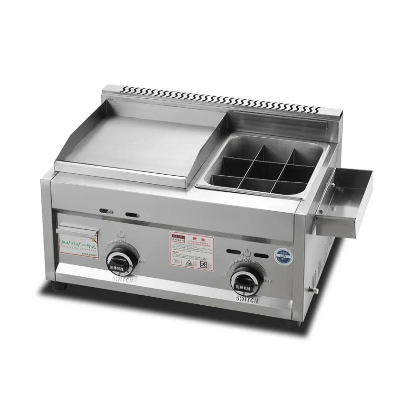 Gas Grill Deep Fryer Machine Commercial Teppanyaki Equipment Grill Squid Fryer Oden Cooking Machine 6