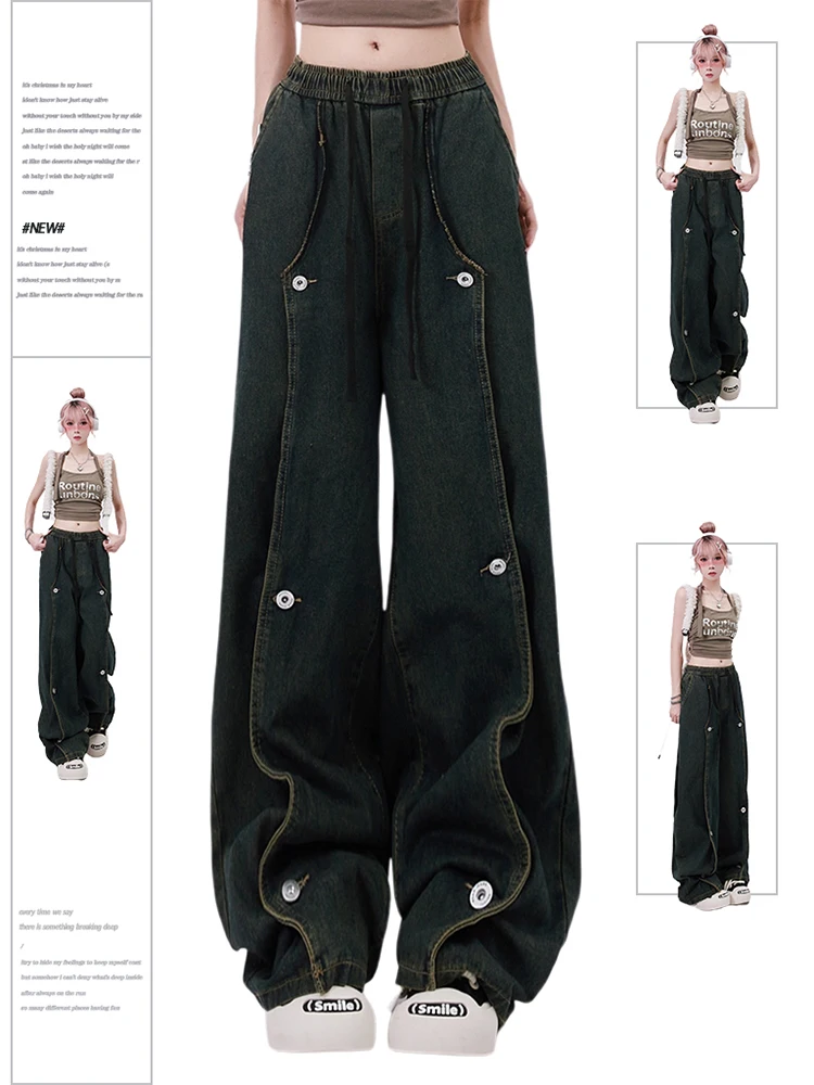 

Women Jeans Harajuku Y2k Japanese 2000s Style Baggy Denim Trousers 90s Aesthetic Vintage Trashy Oversize Grunge Jean Pants 2024