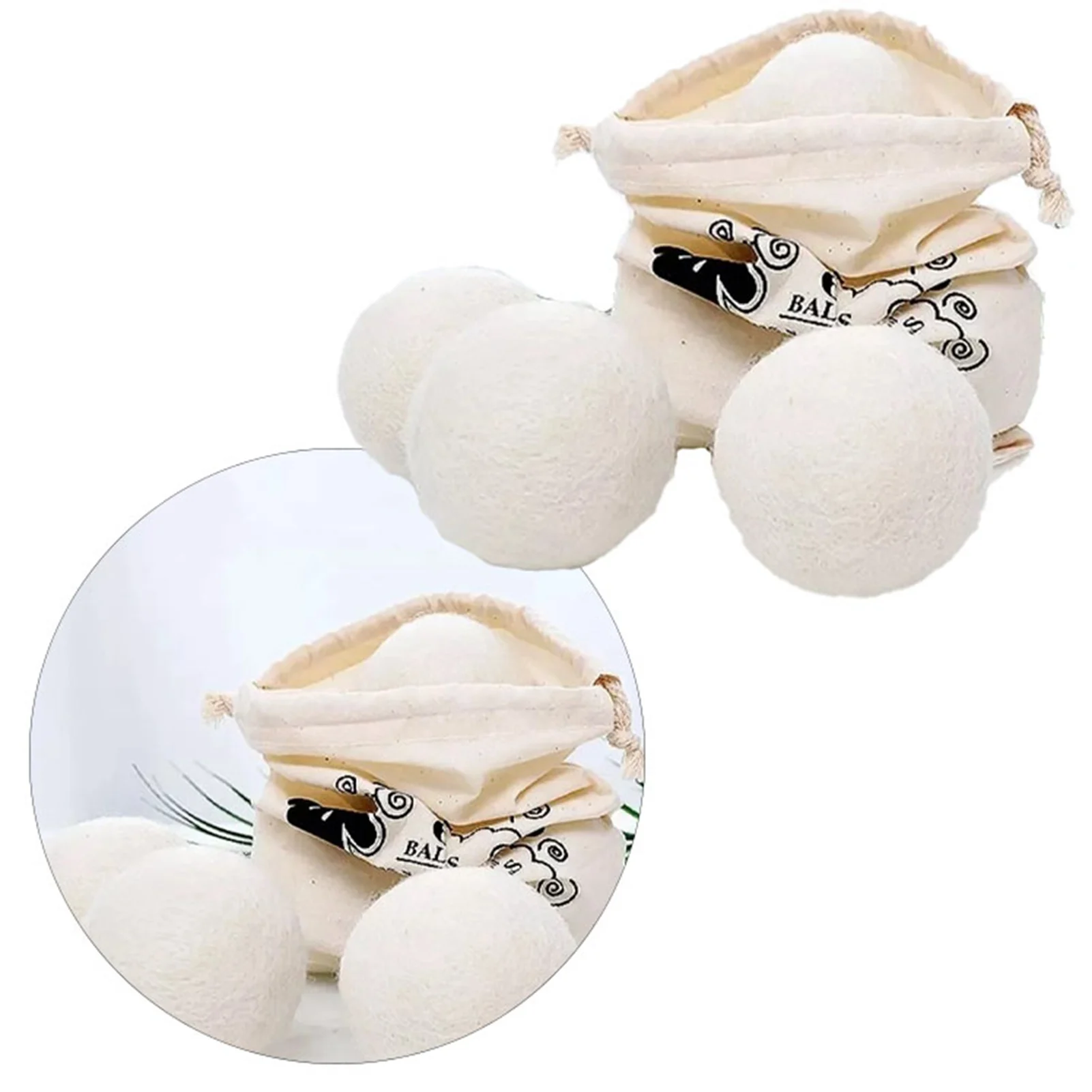 E2 6PCS Wool Laundry Balls Dryer Reusable Natural Fabric Softener Wool Dryer for Speeding Up Dry Time Washing Balls Accessories 2