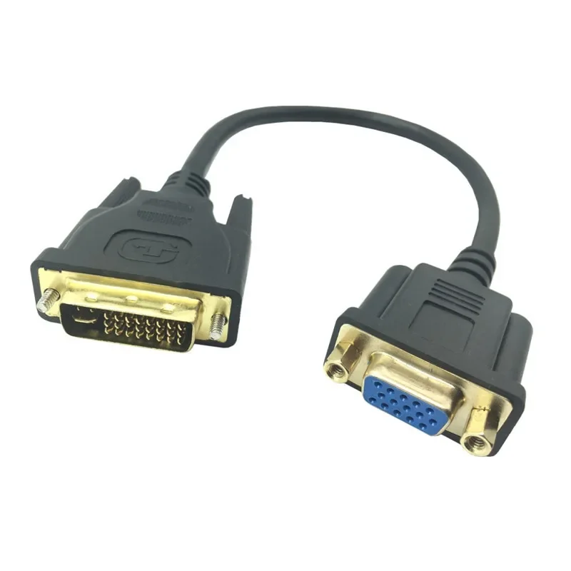 

20pcs/lot 1FT DVI 24+5 Male to VGA Female Video Converter DVI cable DVI-I to VGA Adapter Cable for TV PS3 PS4 PC Display 1080P