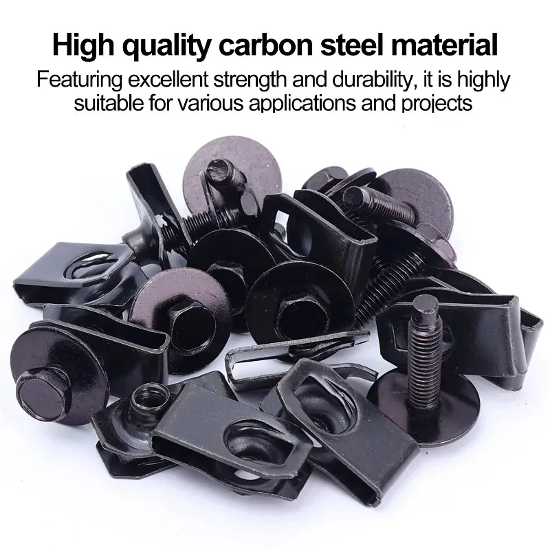 M6 Fixing Hexagon Flat Head Screw with Washer Metal Auto Repair Fasteners for Engine Bay Bumper Mudguard Splash Guard Cover