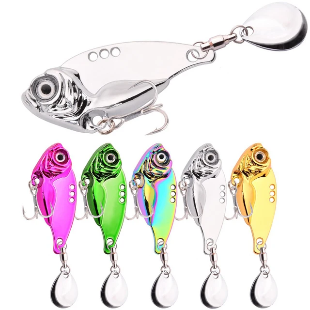 Fishing Lures Rotating Metal Vib Vibration Bait Spinner Spoon Fishing Lures  5/10/15/20g Fishing Hooks