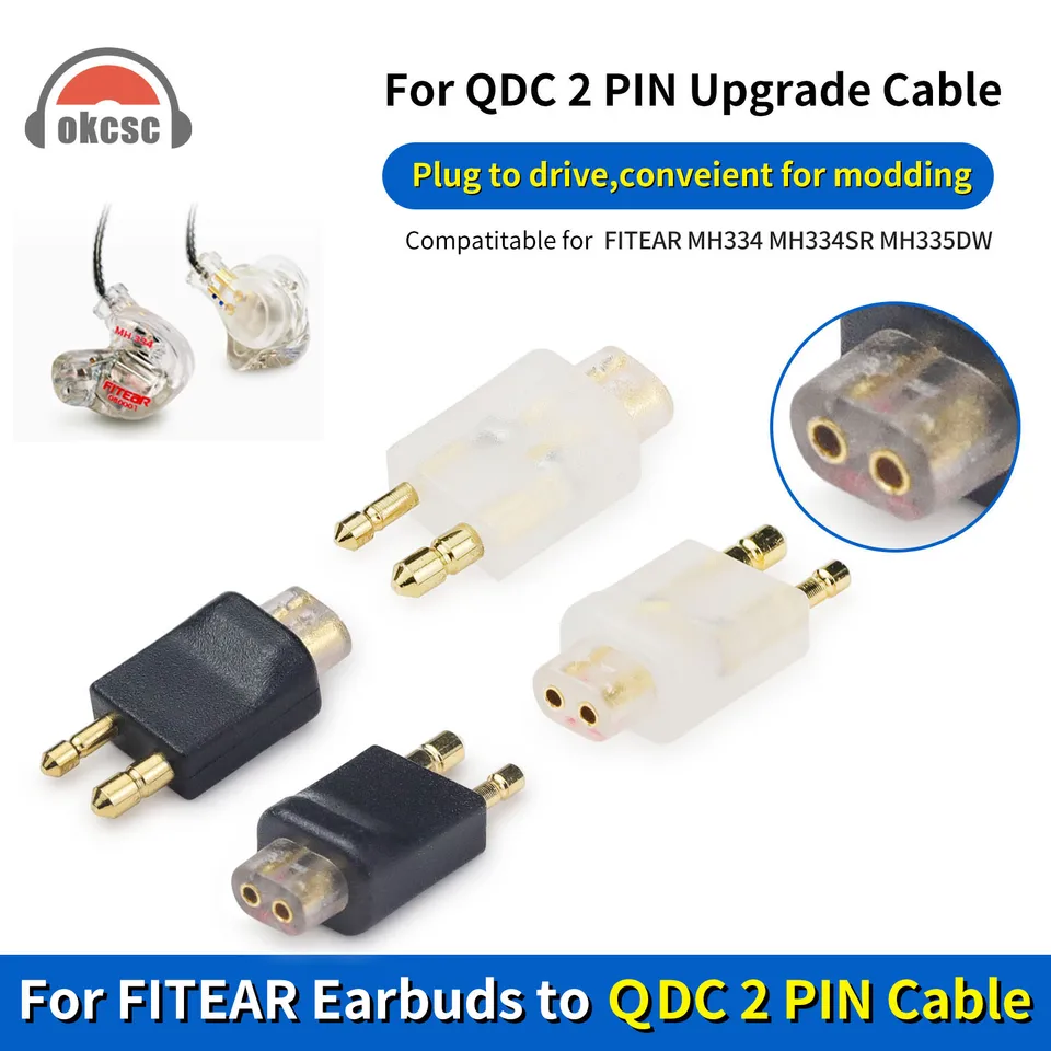 OKCSC Earphone Adapter Fitear Male to QDC 2 PIN Female Earbuds