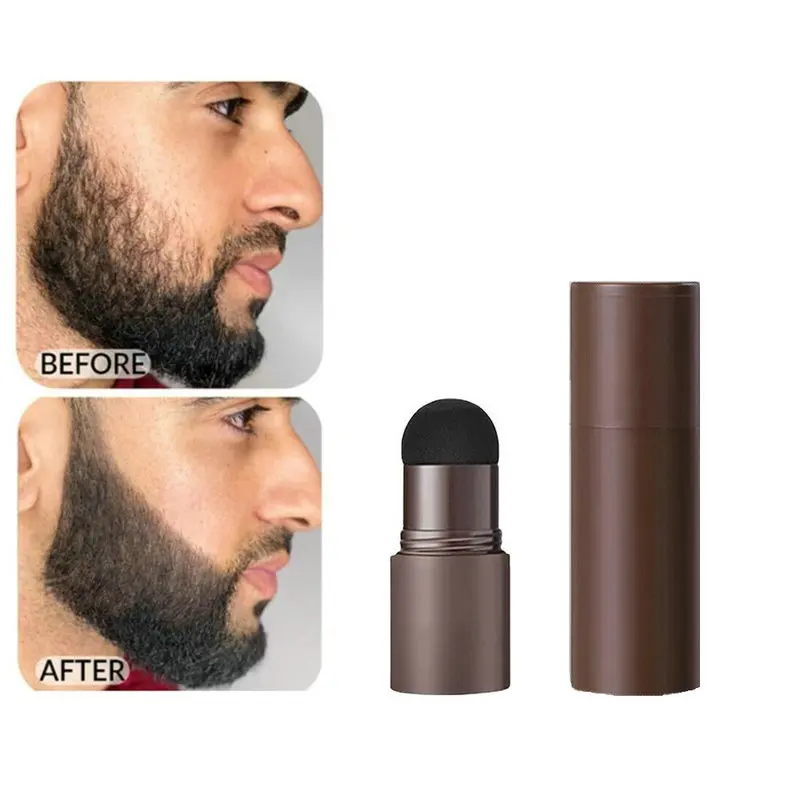 Beard Filler Beard Filling Powder Waterproof Mustache Repair Enhancer Shaping Stamp for Men Black/Dark Brown Cover Care