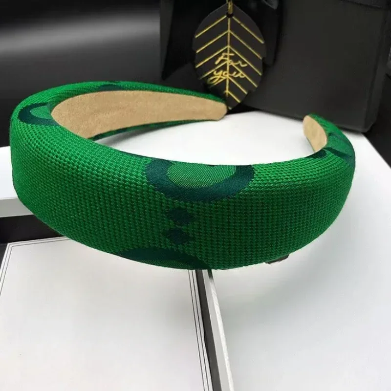 Fashion Green Letters Hair Bands Girls Vintage Elastic Headbands Sponge Hairbands Hair Hoop Korean Accessories for Women