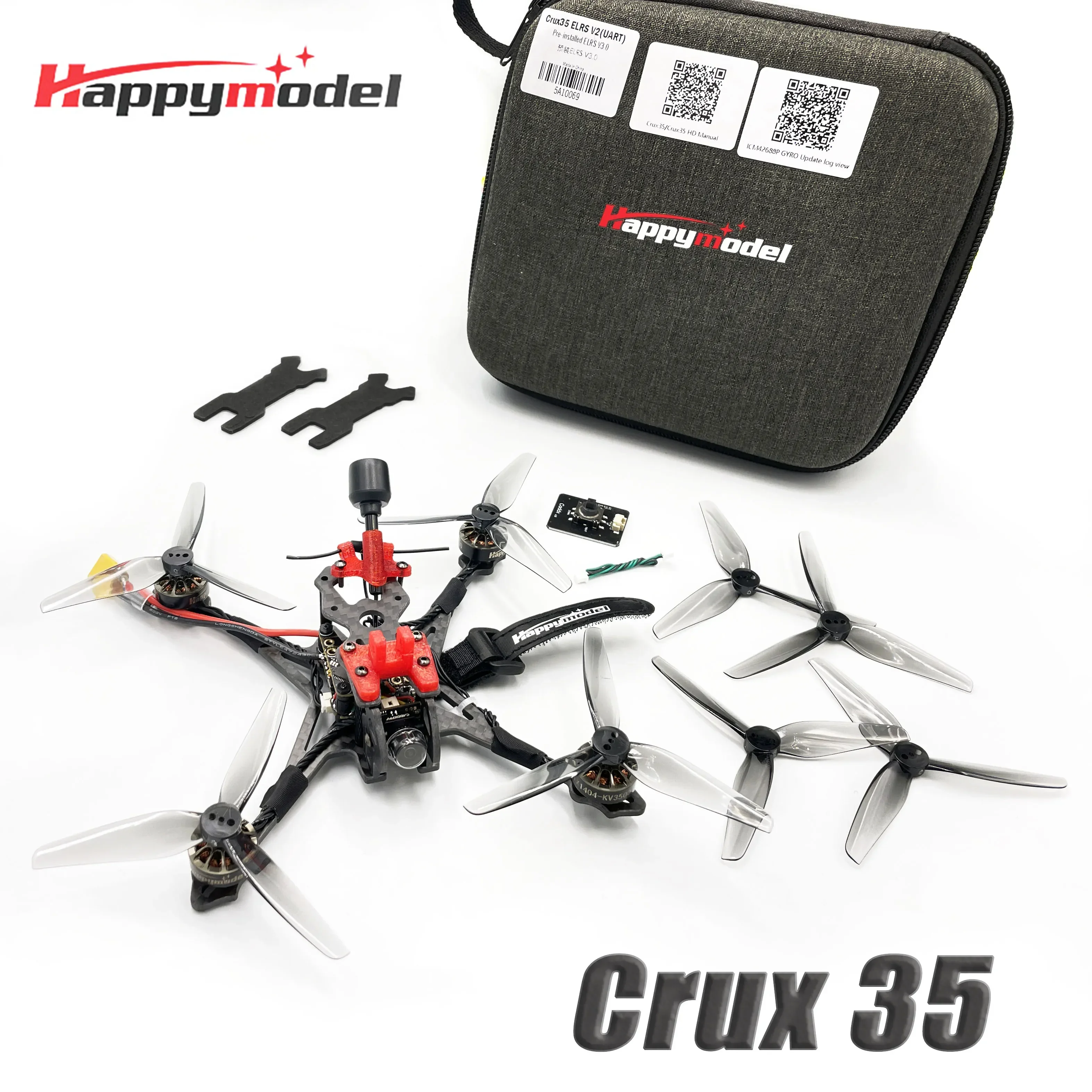 

HappyModel Crux35 ELRS X1 CrazyF411 BLHELIS 5A OVX303 300mW Caddx Ant 1200TVL EX1404 KV3500 4S 3.5inch FPV Freestyle Drone