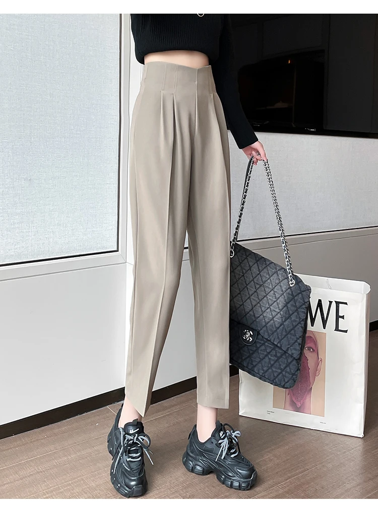 sweatpants Fashion Female Pants Spring 2022 Straight Black Khaki Trousers Suits Formal Casual S-XL New Women's Casual Harem Pants Harajuku flare pants