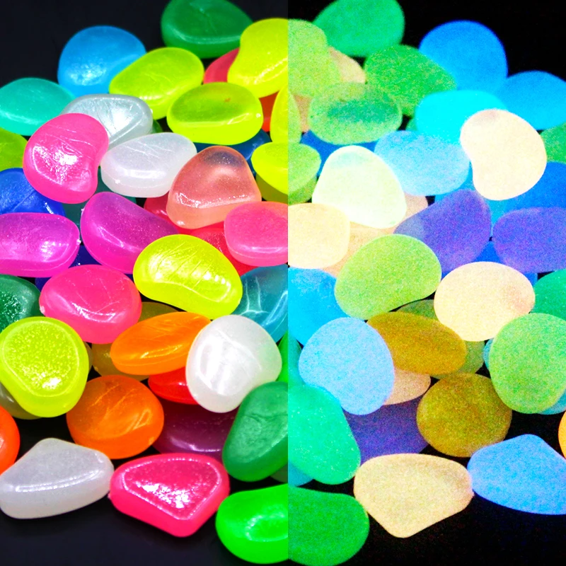 100/300 Pcs Luminous Stones Glow In The Dark Pebbles Home Garden Decoration Outdoor Yard Lawn Path Decor Aquarium Rocks