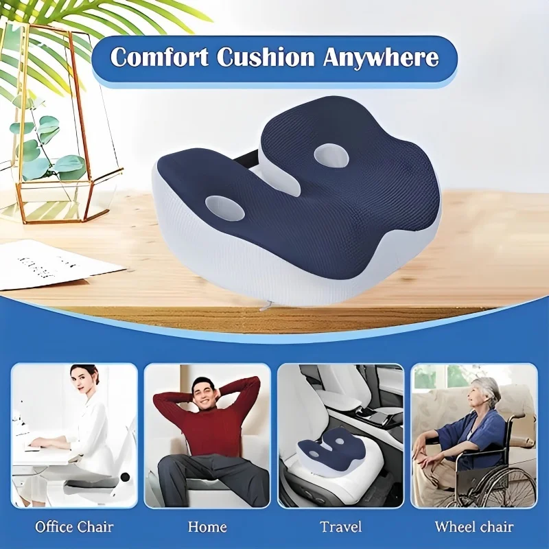 Portable Memory Foam Seat Cushion U-Shaped Office Car Airplane Pillow Back Support Pain Relief Pillow Ergonomic Body Support 5