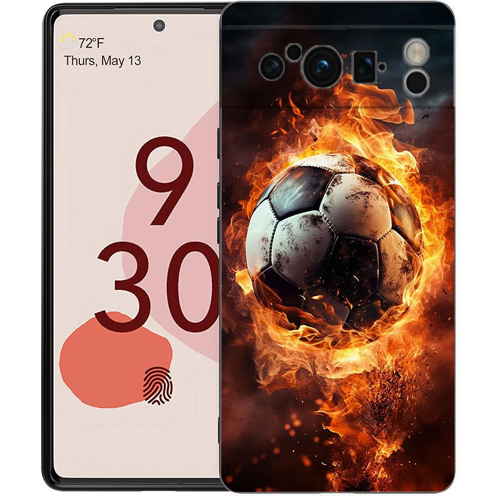 Soccer Ball Passion Shockproof Silicone Phone Case - Black Cover s