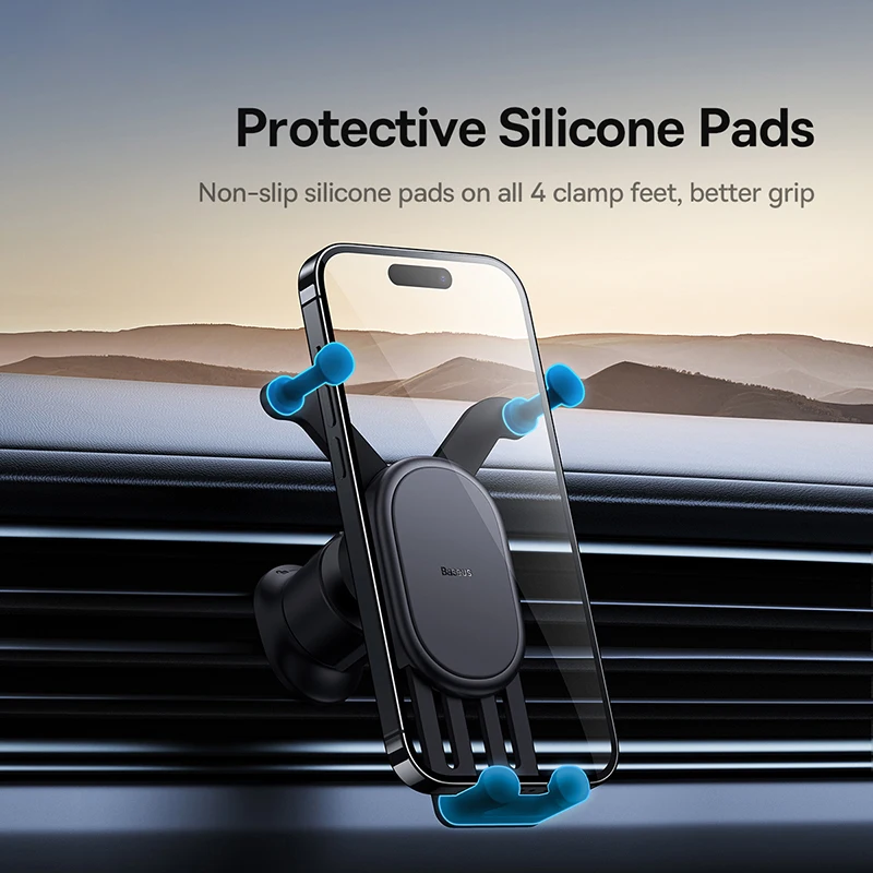 Baseus Car Phone Holder Gravity Auto Restorable in Car Air Vent Silicone  Stand For iPhone 14 Xiaomi Samsung Car Mobile Support