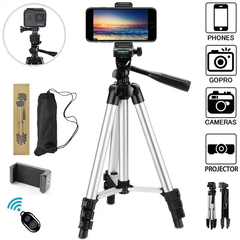 카메라 폰 스탠드용 알루미늄 여행용 삼각대, 유연한 경량 삼각대, 라이브 유튜..