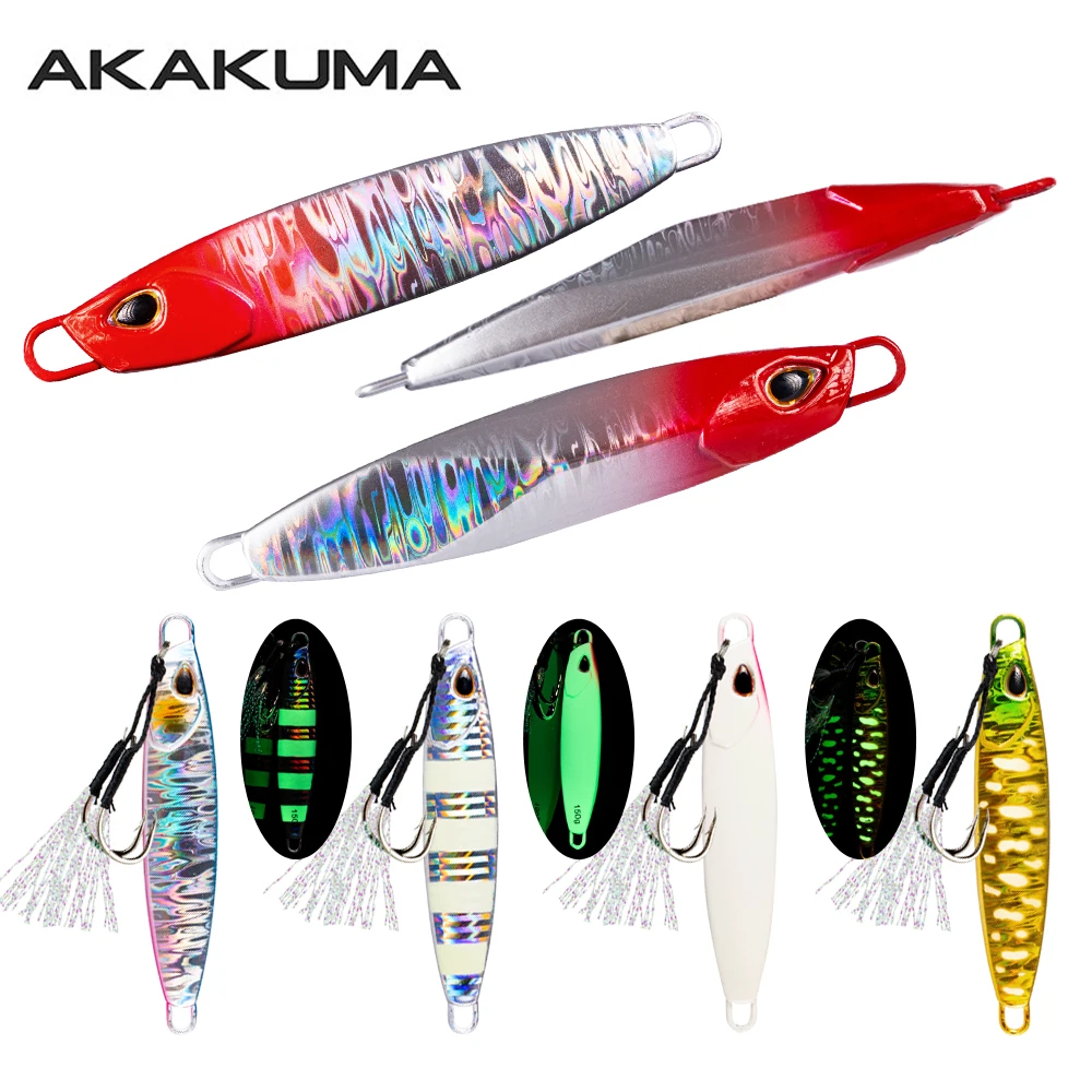 1Pc Leuchtende Metall Jigs Angeln Locken Sinking mit Assist Haken 40g/60g/80g/100g/150g Laser Jigging Casting Köder Künstliche Köder