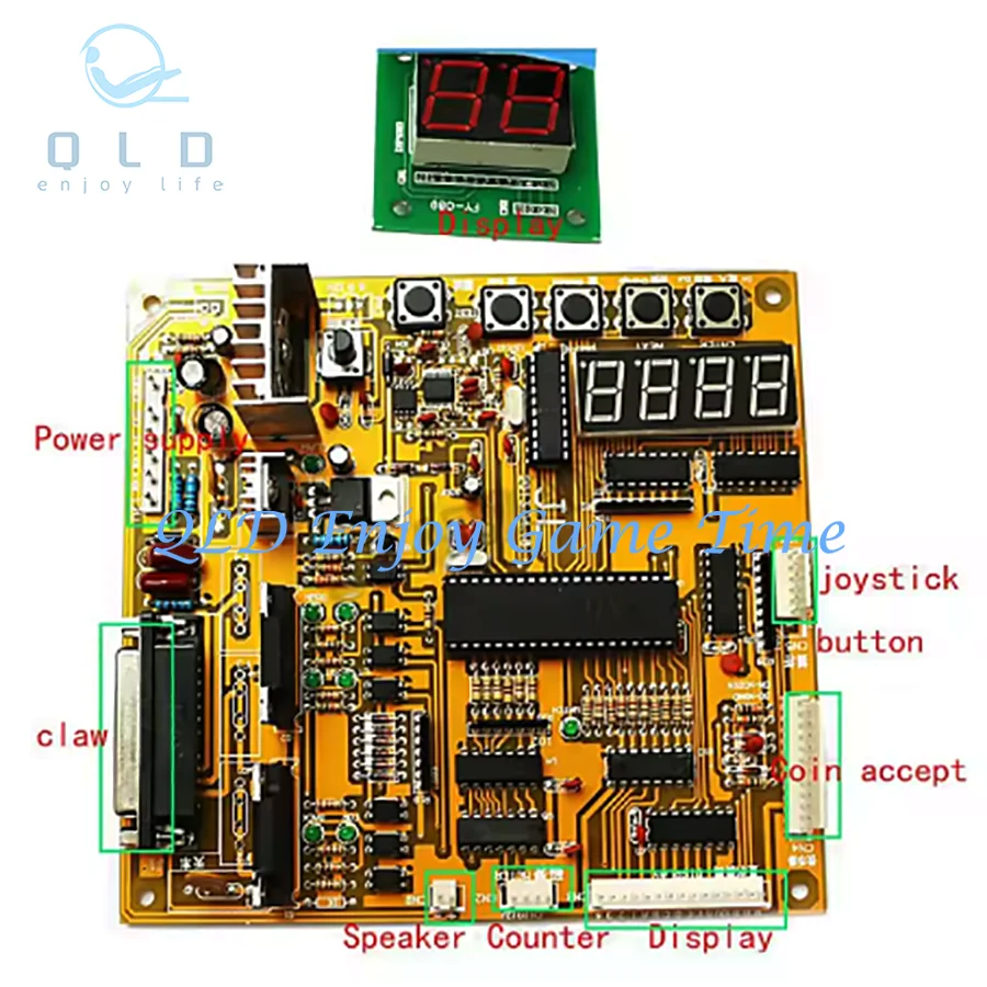 DIY 장난감 크레인 게임 보드, 클래식 옐로우 마더보드 슬롯 PCB 동전 작동식 경품 인형 뽑기 기계