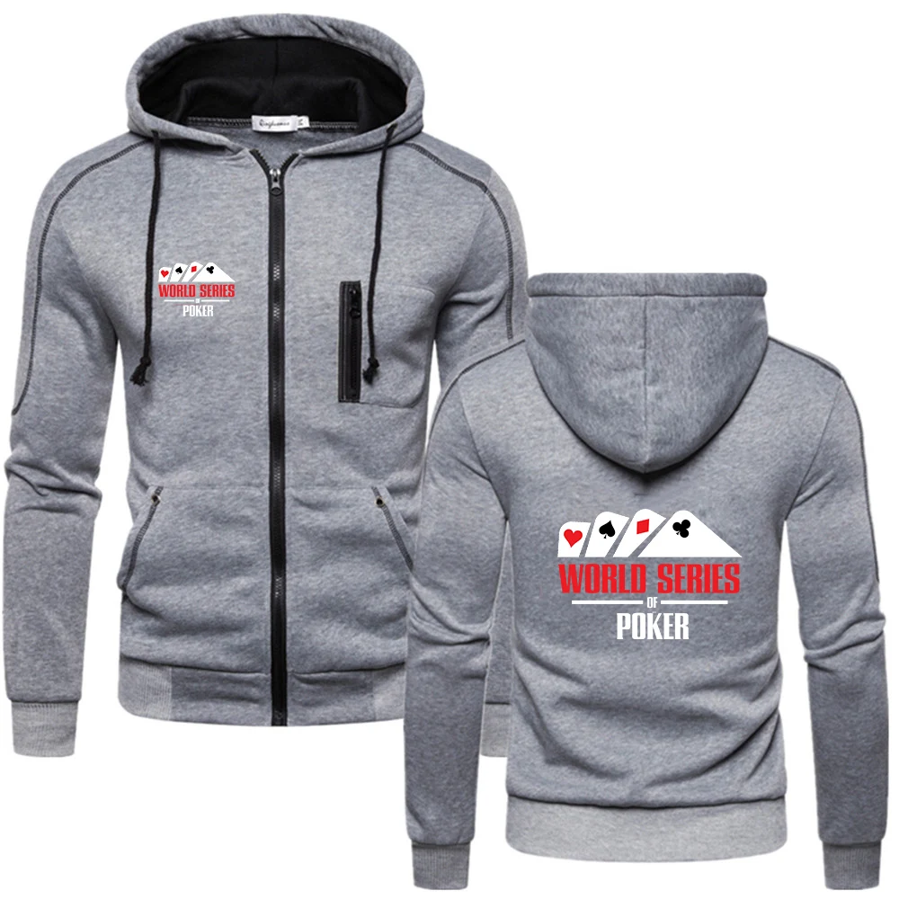 World Series of Poker 2023 Fashion Sweatshirts Men High quality Hoodies Keep Warm Zipper Pullover Solid color all-match Top 2