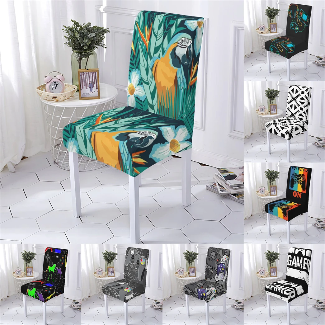

Game Console Style Chair Cover Office Chairs Covers Game Pad Pattern Anti-Dirty Seat Chairs Covers Dining Room Home Stuhlbezug