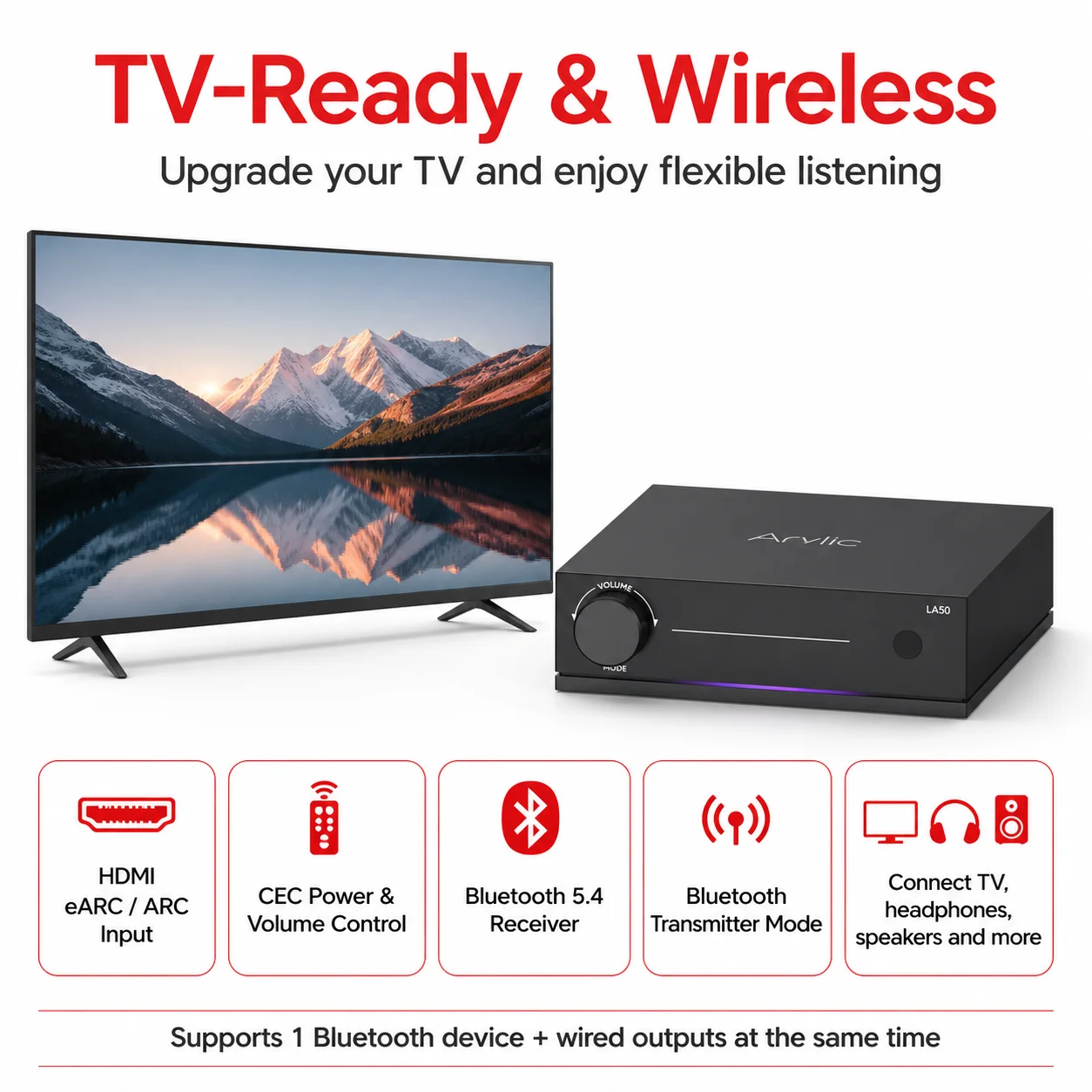 Arylic LA50 USB DAC 스트리밍 스테레오 앰프 50W x2 WiFi 블루투스 HiFi 앰프(패시브 스피커용) PC 오디오 AirPlay Spotify TIDA