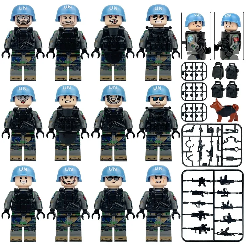 M8163 세계 평화유지군 미니어처 국경 간 도매 어린이용 소형 조립 블록 장난감 (무기 포함)