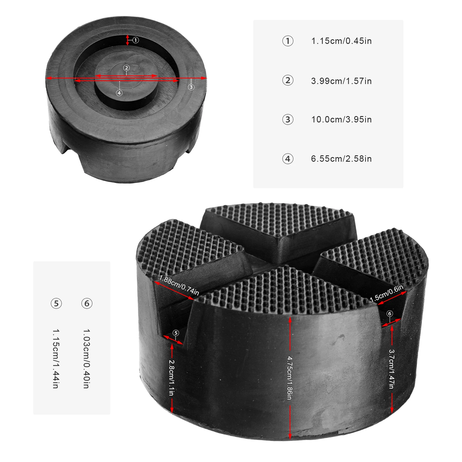 Car Universal X-Slot Jack Pad Rubber Frame Rail Adapter Protector For Pinch Weld Side Car Lifting Anti Slip Design 10x10x4.7cm 4