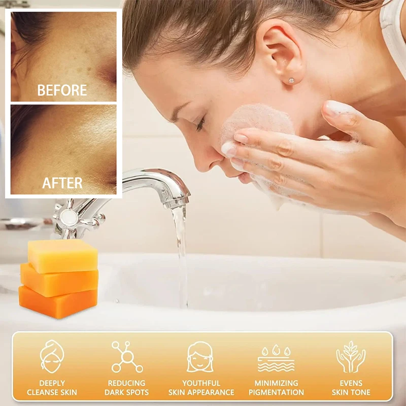 YIFUMEI 1/2Pcs Kojic Acid Soap Whitening Soap Handmade Skin Care Deep Cleaning Moisturizing Cleansing Essential Temperate Soap 3