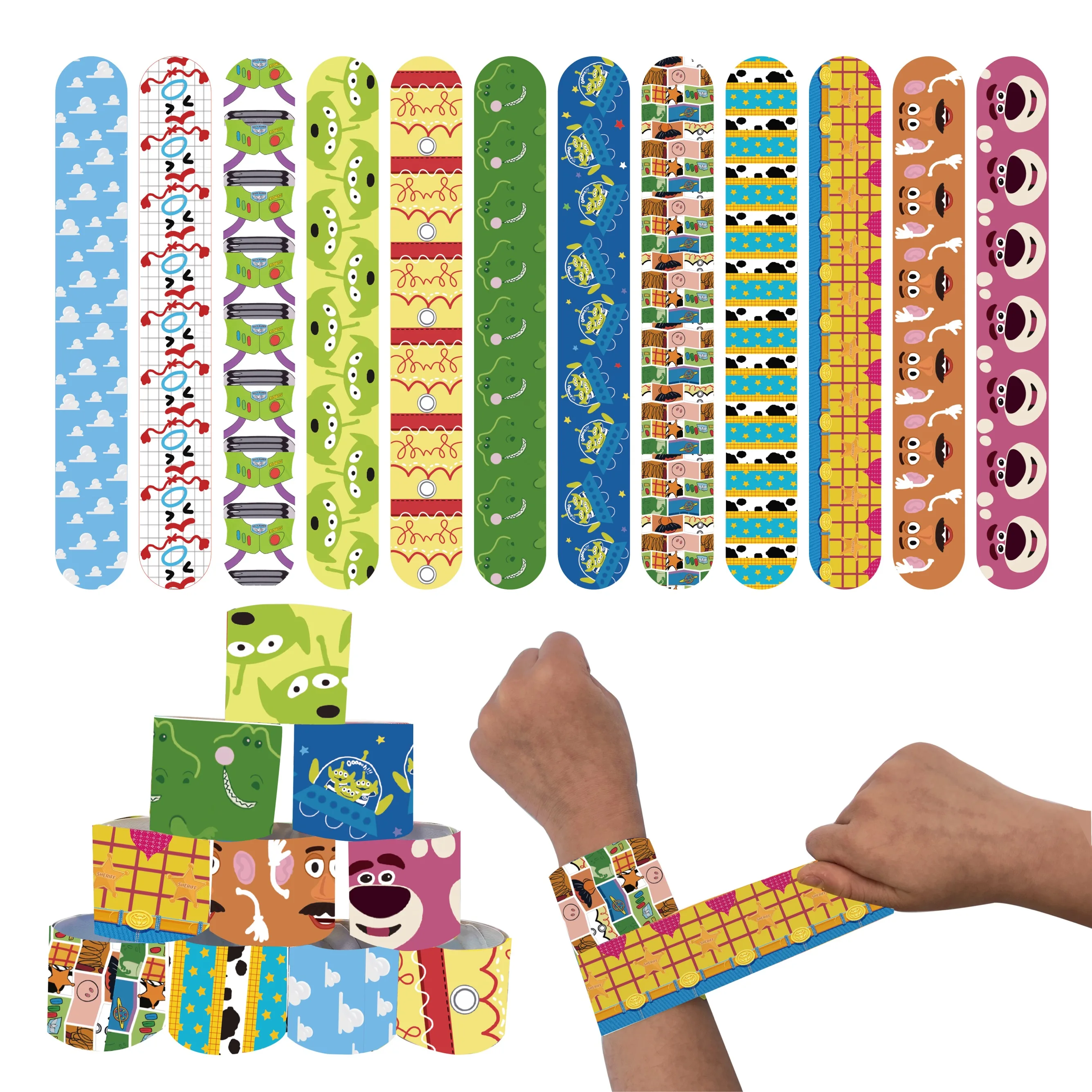 

Toy Story Slap Silicone Wristband Blue Sky White Clouds Theme Snap Bracelets Party Favors for Kids Pinata Goody Bag Fillers