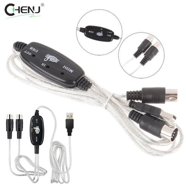 Audio Cable Keyboard to PC USB MIDI Cable Converter PC to Music Keyboard  Cord USB IN-OUT MIDI Interface Cable