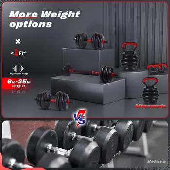 Adjustable Dumbbells Set - 20lbs/30lbs/70lbs/90lbs Multi-Functional Fitness Set, Kettlebell & Barbell Patterns, Beginner Dumbbel 2