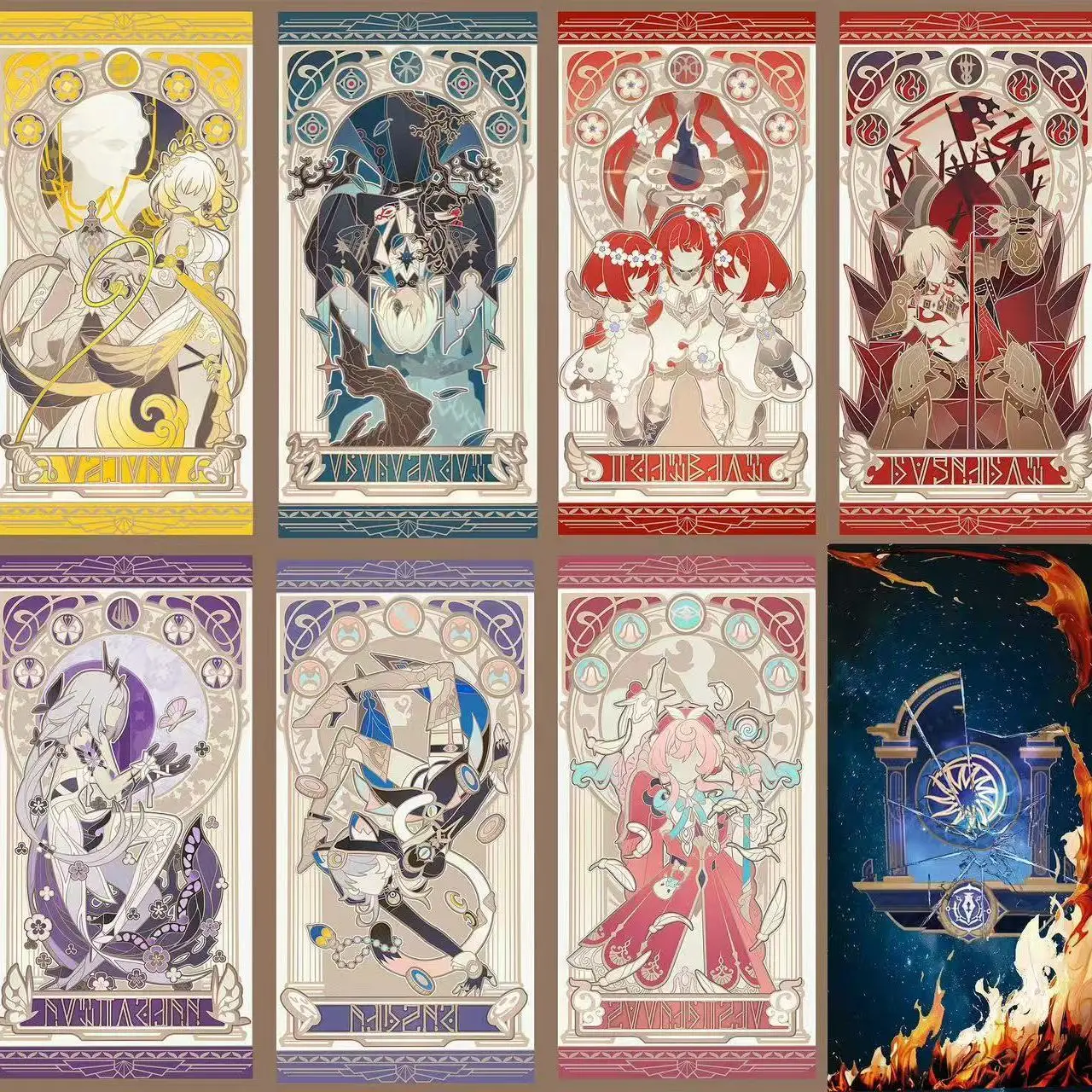 8Pcs Set Game Honkai Star Rail Castorice Mydei Mydeimos Aglaea Tribios Phainon Cipher Hyacine Board Cosplay Tarot Cards Cards