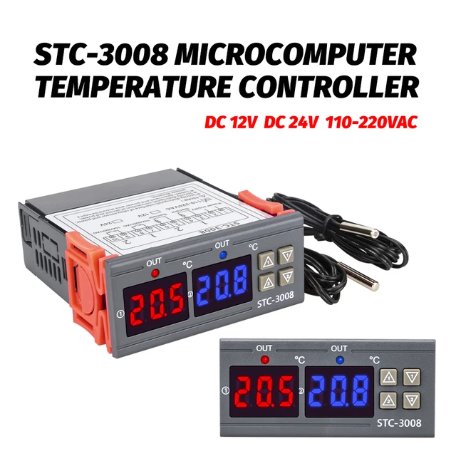 Termostato Digital de temperatura, STC-3008, CC de 12V, 24V, 220V