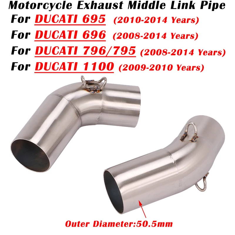 

For Ducati Monster 659 696 695 795 1100 Hypermotard 796 2009 - 2014 Motorcycle Exhaust Modified Muffler 51mm Middle Link Pipe