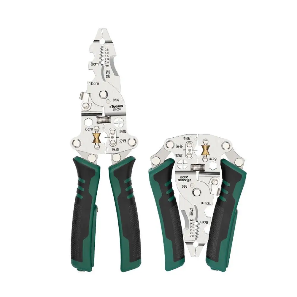 Versatile Foldable Electrician Tool with Wire Stripping & Voltage Testing Capabilities