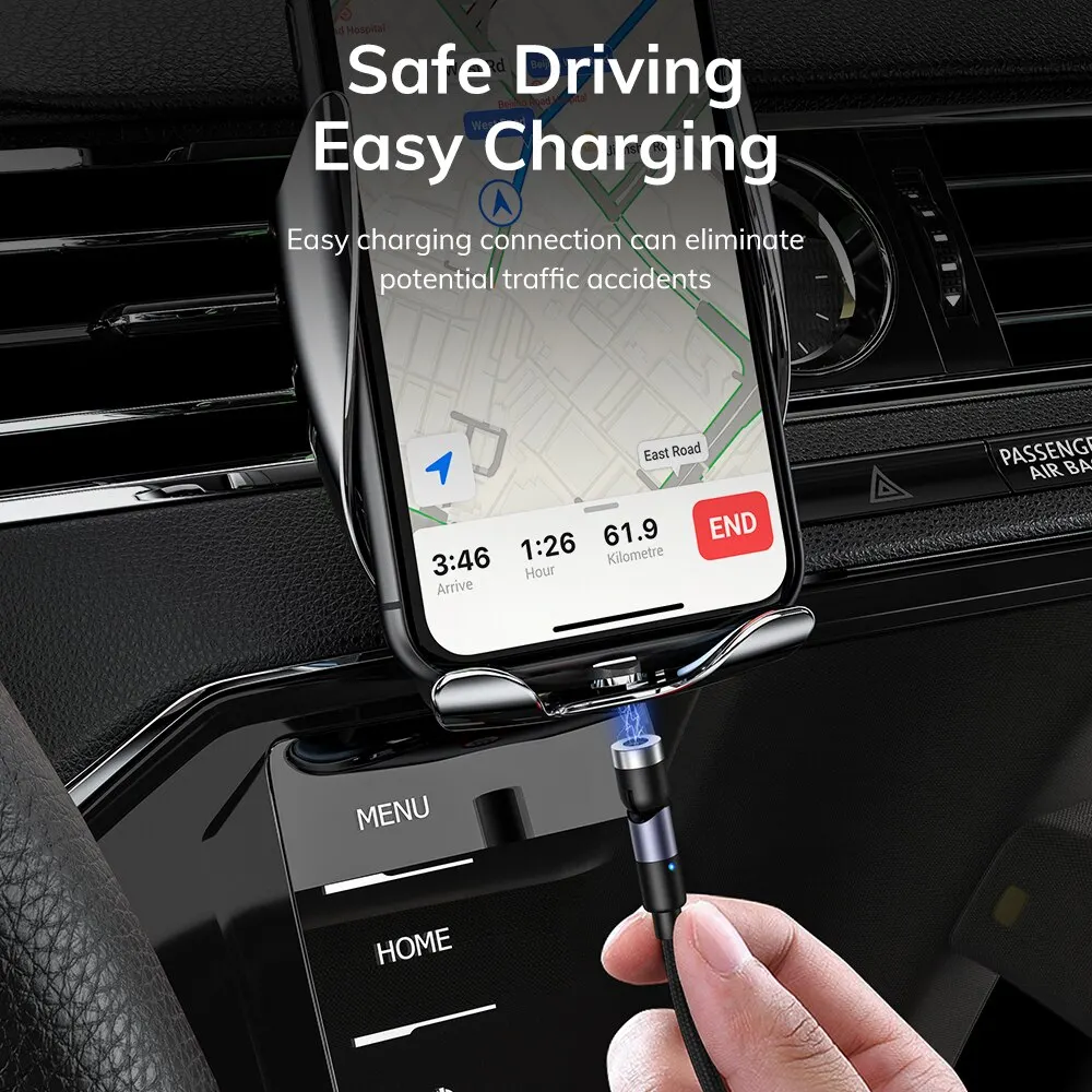 Charging Cable TOPK Magnetic Charging 3 in 1 Cable 540 Rotating Micro USB Type C Cable Magnetic Phone Charger 90 Angle Connector charging cable