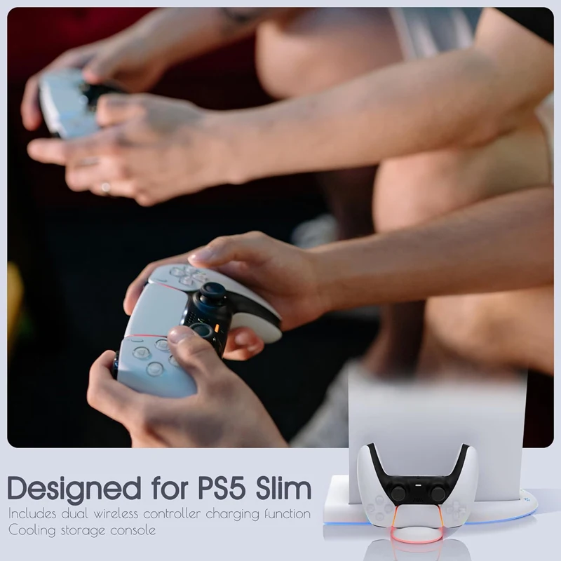 2024 PS5 슬림 스탠드 및 냉각 스테이션, RGB LED 조명, PS5 슬림 컨트롤러, 플레이스테이션 5 슬림 디스크용 고속 충전기