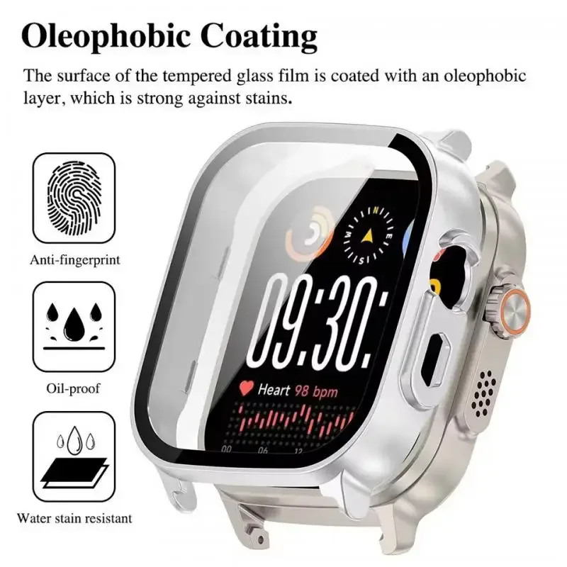 Silicone Strap and Tempered Glass Shell with Soft Bracelet Band for Smart Watch - Stylish Protective Accessories