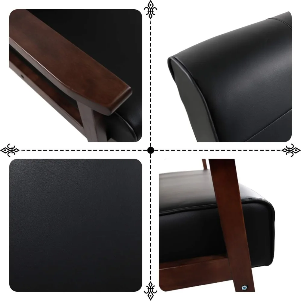 Description Picture 6 of itemMid-Century Retro Modern Accent Chair Wooden Arm Upholstered Tufted Back Lounge Chairs Seat