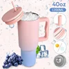 40oz Vacuum Thermos Cup Tumbler with Handle Lid Straw Stainless Steel Vacuum Mug Leak Proof Keep Cold Hot Travel Car Coffee Mug