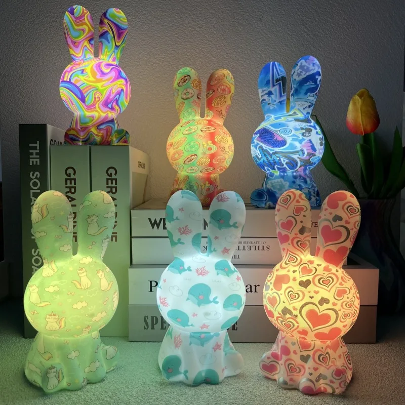 

Led Rainbow Rabbit Night Light Usb Bedroom Bedside Companion Sleep Lighting Colorful Touch Ambiance Pat Light Bedroom Decoration
