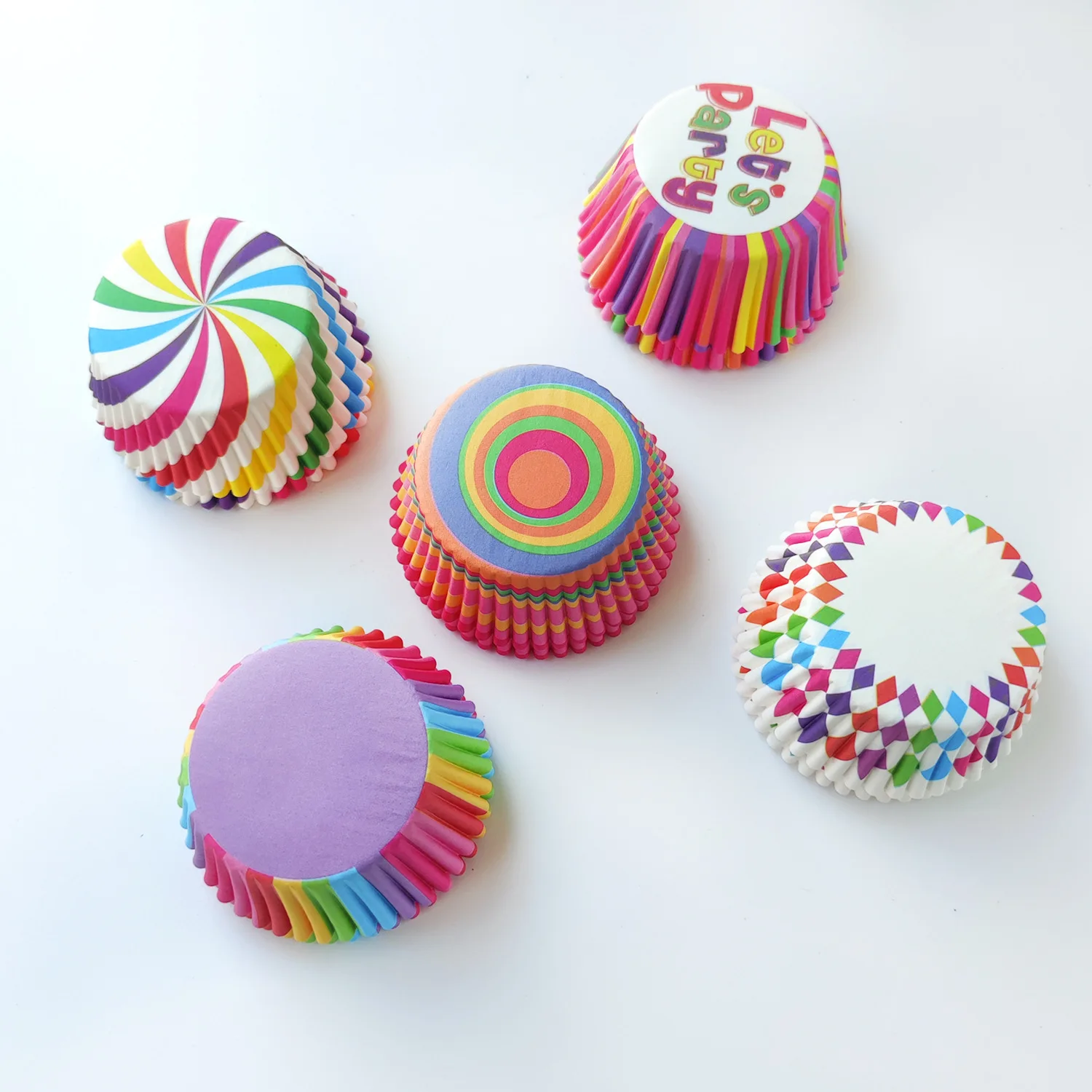 100 teile/satz Muffin Cupcake Pappbecher Regenbogen Kuchen Formen Cupcake Liner Für Weihnachten Hochzeit Party Küche Backblech Kuchen Form – Detail 4