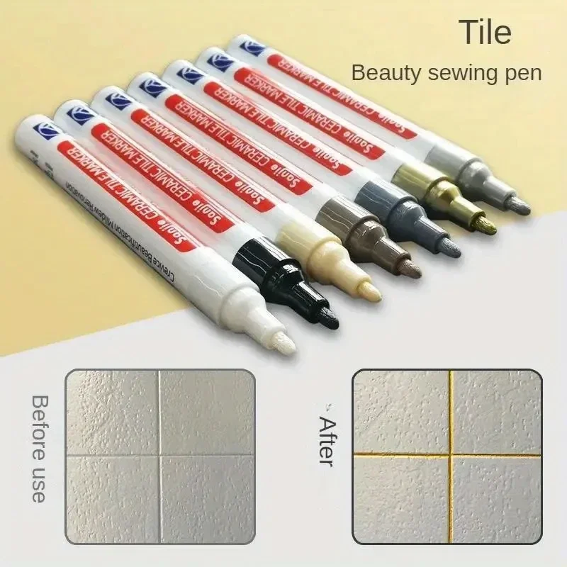 Tile Grout Marker Waterproof Ceramic Mold-Resistant Seam Pen for Kitchen & Bathroom Wall and Floor Repair