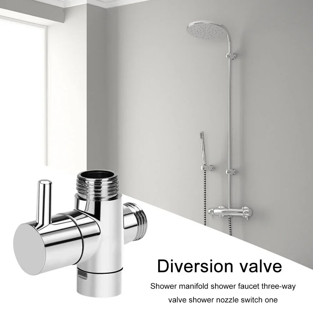 G1/2 Shower Diverter Valve Three-Way ABS Shower Arm Adapter Faucet Switch Valve Inlet Pipe Fittings Bathroom Tool